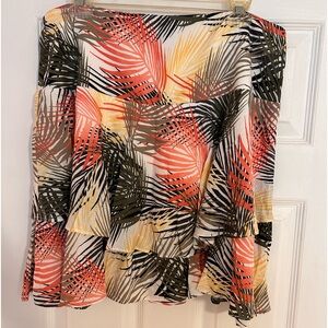 White House Black Market Tropical Short Ruffle Skirt size 14 NWT